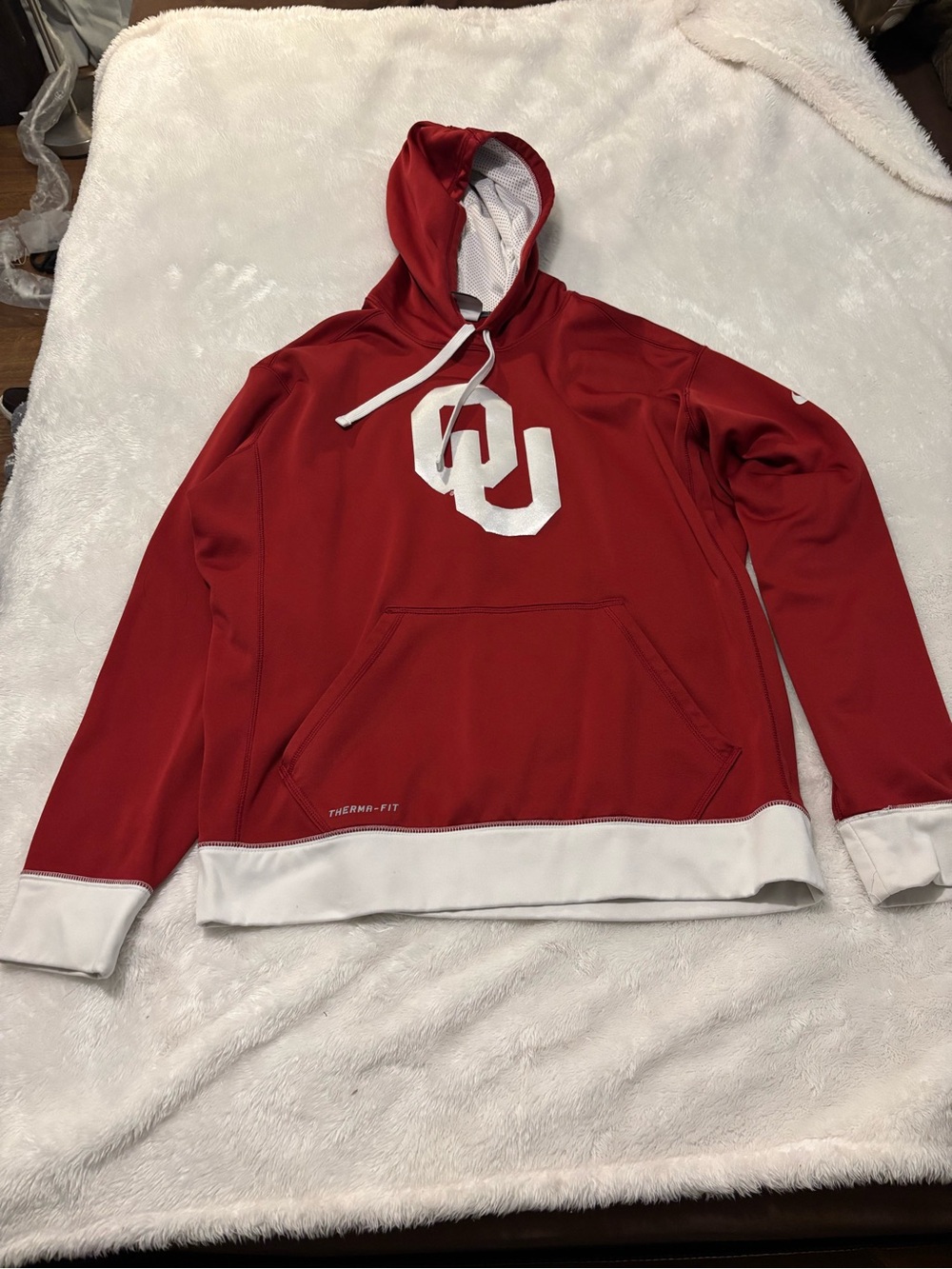 Nike Red OU Pullover Hoodie with White Trim